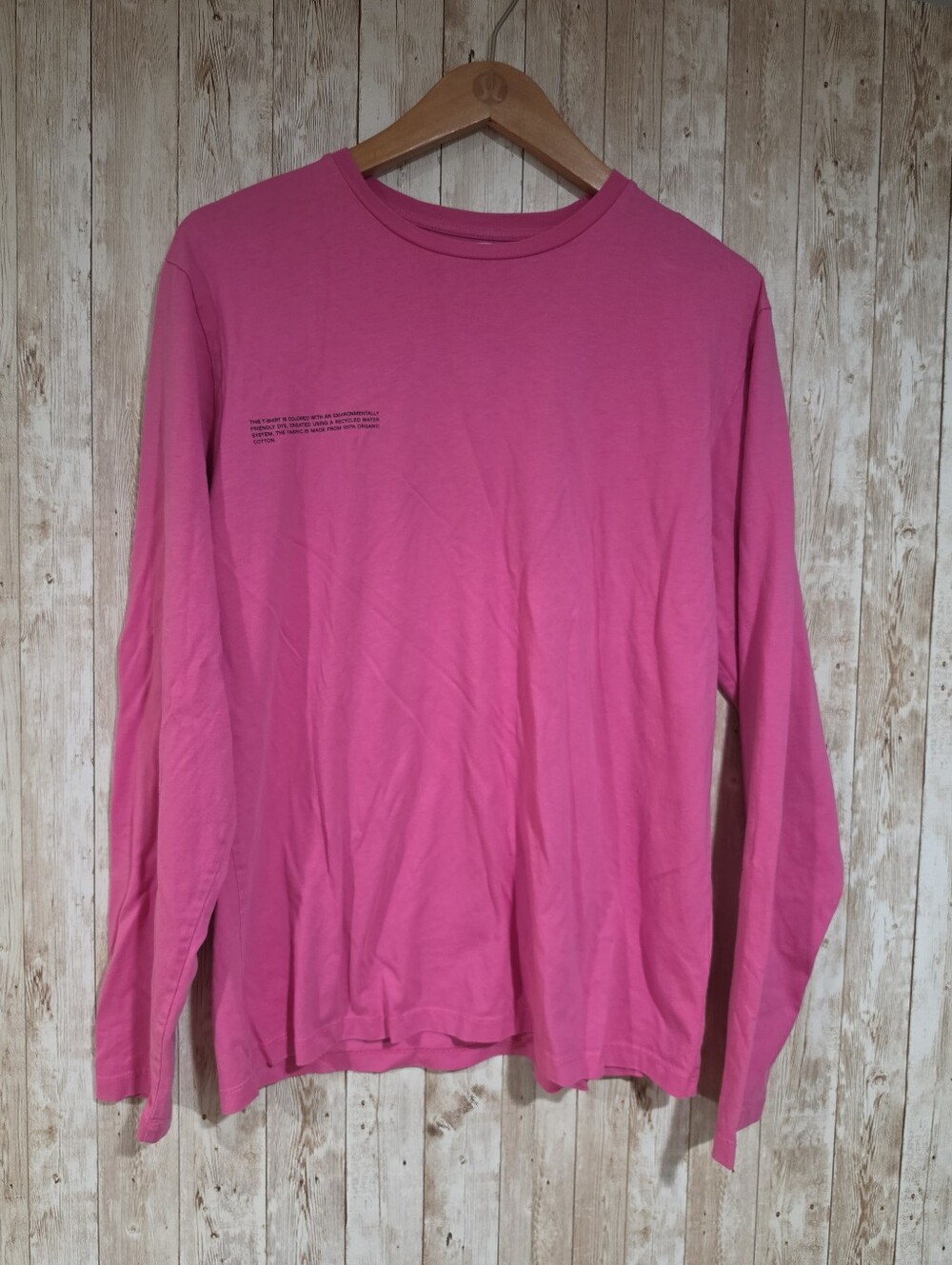 PANGAIA Organic Cotton Jersey Logo Long Sleeve Crew Neck T-Shirt Pink S